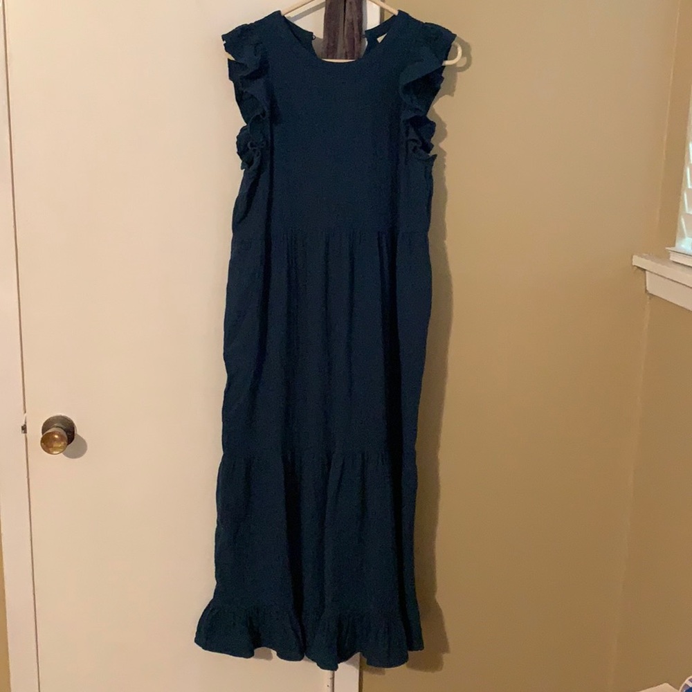 Blue ruffle midi dress from Target!